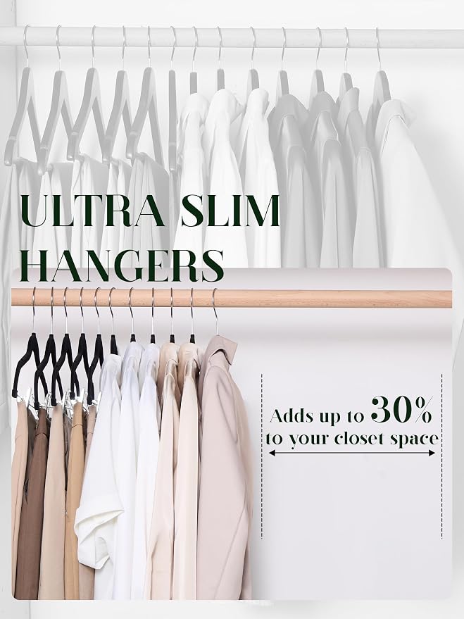 Cozymood Velvet Pants Hangers 36 Packs, Skirt Hangers with Clips - Black | Skirt Hangers with 0-15inch Adjustable Clips, with 360 Swivel Hook for Pants, Skirts, Jeans, Shorts, Outfits, Uniform - Image 7