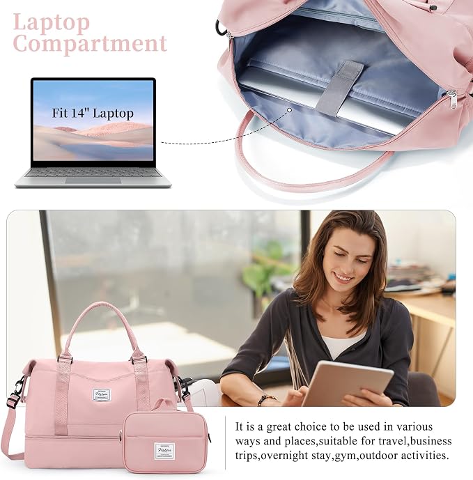 Weekender Bags for Women, Personal Item Travel Bag with Shoes Compartment | Overnight Travel Duffel Bag with Toiletry Bag, Airplane Friendly Carry-On Bag - Image 2