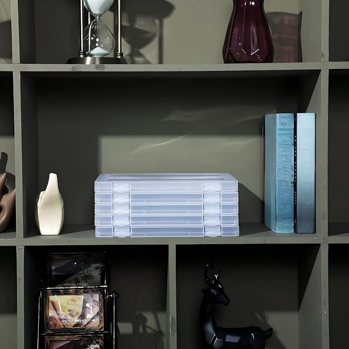 Outus 6 Pieces A4 File Box Paper Photo Storage Box A4 Portable Project Case Clear Plastic Document Magazine Organizer for Back to School Office Supplies Accessories - Image 7