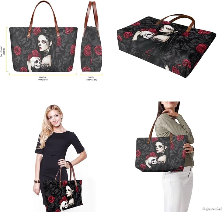 GIFTPUZZ Women Top Handle Bags Handbags with Zipper Leather Wallet Cash Card Phone Holder and Makeup Bag Set 3pcs - Image 2