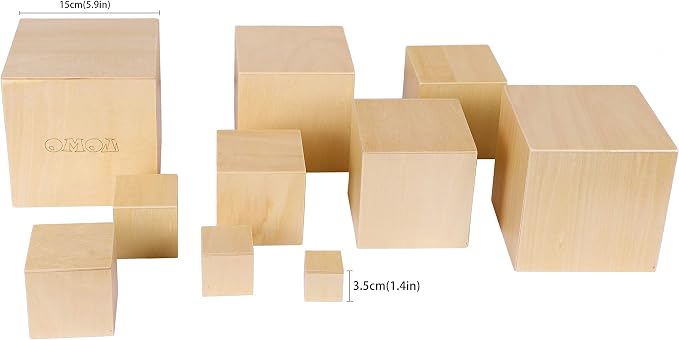 TOWO Wooden Stacking Boxes, Natural Wood Sorting Cups for Toddlers | Wooden stacking cubes support nesting, sorting and early learning; Montessori toy for toddlers age 2+ - Image 3