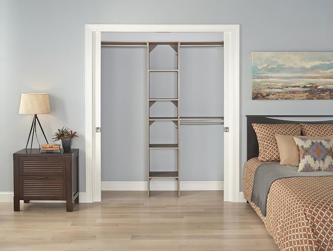 ClosetMaid 1951140 SuiteSymphony 16-Inch Closet Organizer with Shelves, Natural Gray - Image 7