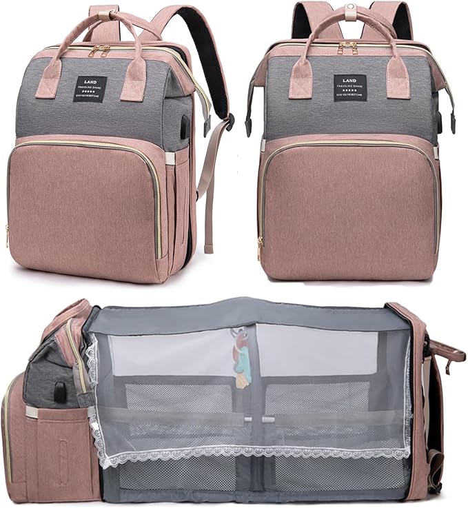 houscly Diaper Bag Backpack with Changing Station, 25L Large Capacity | Multifunction baby bag, baby registry search, baby girl newborn essentials must haves, baby shower gifts, pink by houscly
