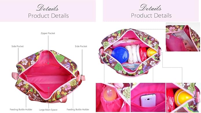Kamay's Mummy Shoulder Bag Diaper Bag Chic Nappy Changing Bag Tote/Messenger Style Large with Changing Mat, Adjustable Straps - Image 3