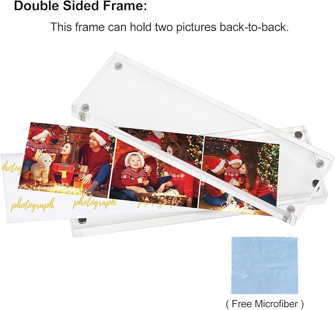Boxalls 2x6 Inches Acrylic Picture Frames - 5 Pack, Clear Frameless 2x6 Photo Frames with Magnetic, Double Sided Transparent Desktop Frame (5 Pack) - Image 2