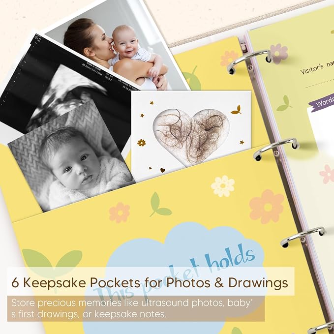Pregnancy Journal for First Time Moms - Linen Pregnancy 11.5" x 13" Baby Memory Book Keepsake for Boy Girl - Pregnancy Must Haves - New Mom To Be Gift Gender Neutral Journal Scrapbook Photo Album - Image 6