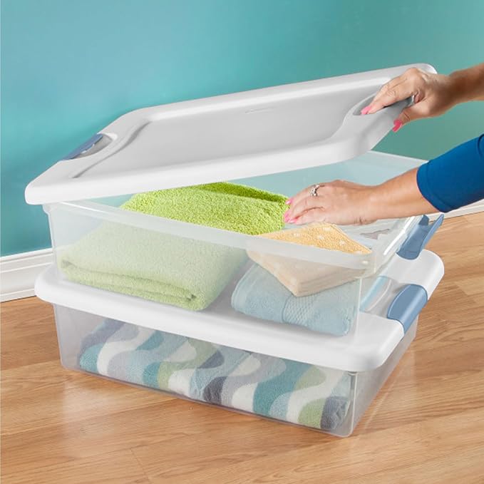 Sterilite Latching Box with Lids for Home and Office, 32 Quart, 18-Pack | Heavy-Duty and Stackable Plastic Containers with Latches for Closet, Cabinet, Bedroom, Bathroom and Dorm Room Organization - Image 9