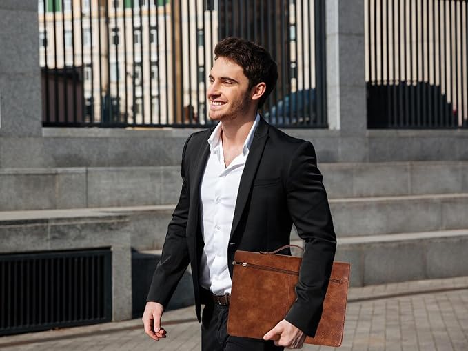 AZXCG Portfolio with Handle,Leather Padfolio for Men,Business Padfolio Organizer for Women,Portfolio Binder with Pockets Letter Size A4 Writing Pad Notepad - Image 9