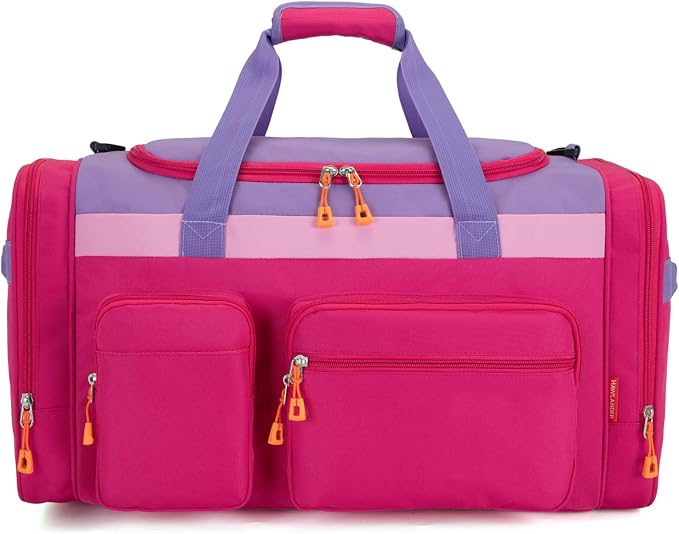 Large Kids Duffle Bag for Travel, Overnight or Weekend, R Purple | Roomy Size: 22.0"L x 12.0" H x 12.0"W, Made of Thick Polyester Fabric by HawLanderBackpack