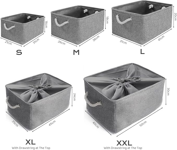 Mangata Foldable Storage Bins Baskets [3-Pack], Collapsible Sturdy Canvas Storage Basket W/Handles for Organizing Shelves Toys Clothes Nursery Closet(Grey, Small) - Image 4