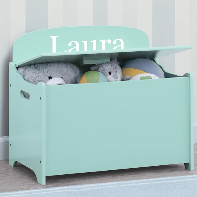 Delta Children Personalized MySize Deluxe Toy Box, Mint - Image 4