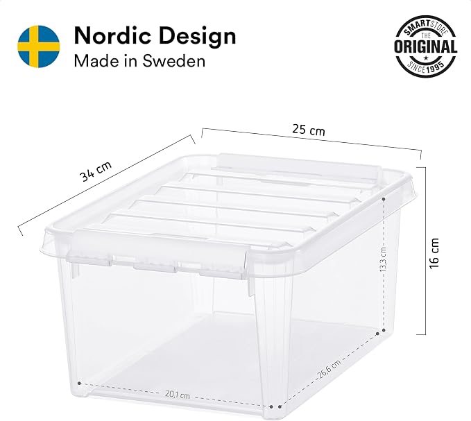SmartStore Classic 10 Clear Plastic Storage Boxes, 8L/8.5QT BPA-Free Stackable and Nestable Container with Secure Lid, Swedish Made Plastic Bins for Organization, L13.39 x W9.84 x H6.3-10 Pack - Image 2