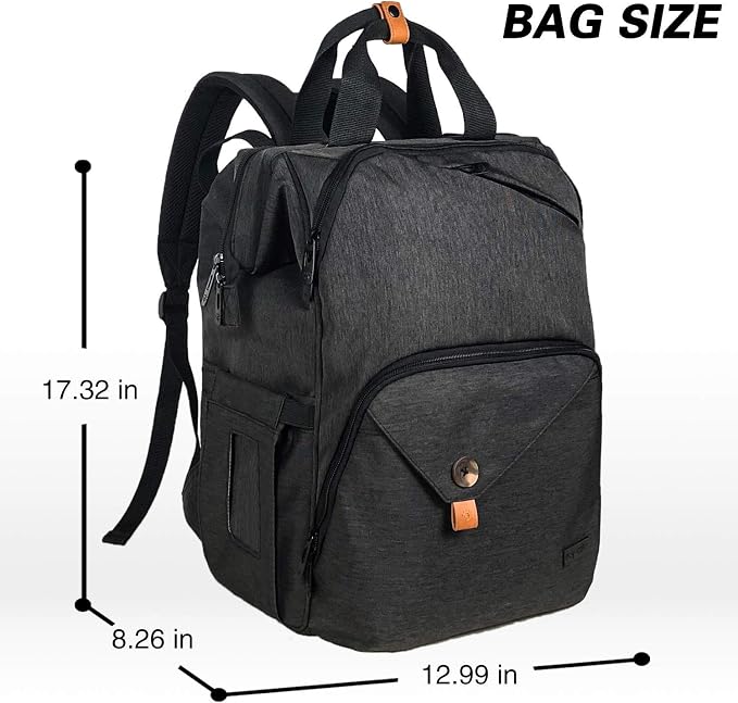 Hap Tim Diaper Bag Backpack,Large Capacity Travel Back Pack Maternity Baby Nappy Changing Bags, Double Compartments with Stroller Straps,Waterproof,Black (US7340-DG) - Image 7