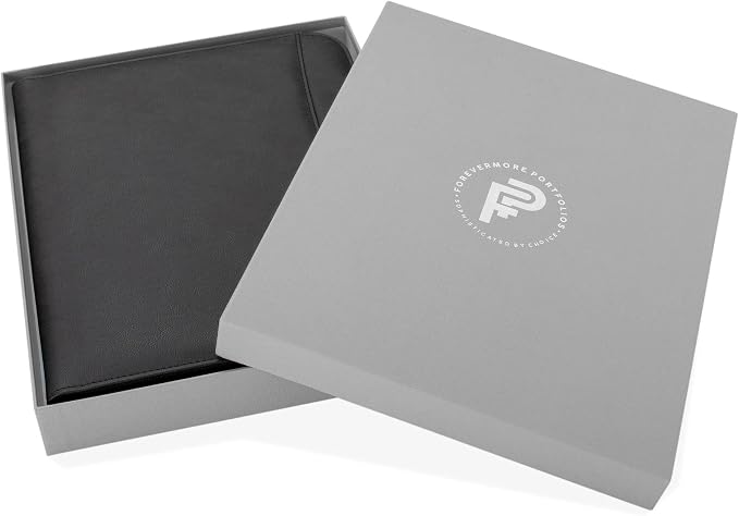 Forevermore Portfolio Binder, Slim No Ring, Zipper, Vegan Leather, Black - Image 2