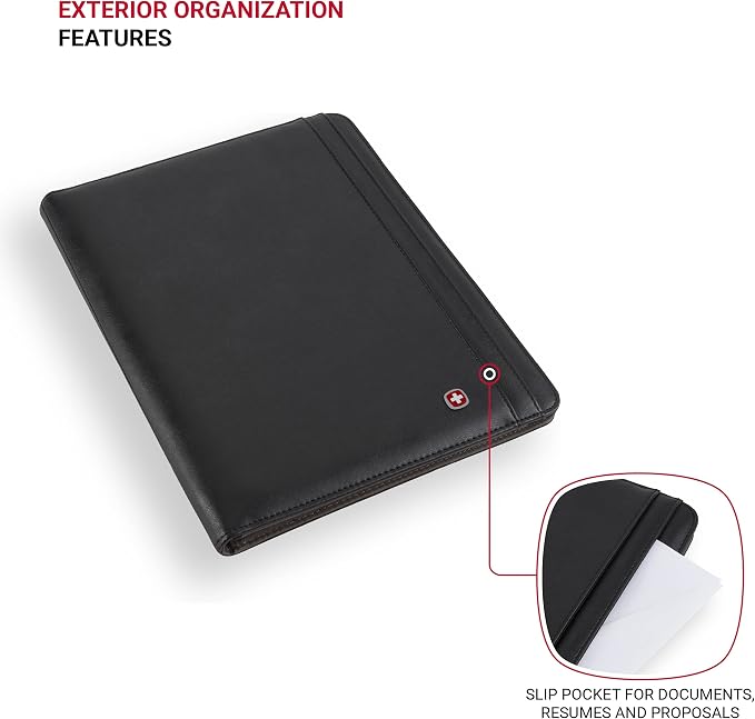 Wenger Merit Padfolio, Padded Document Organizer, Black - Image 3