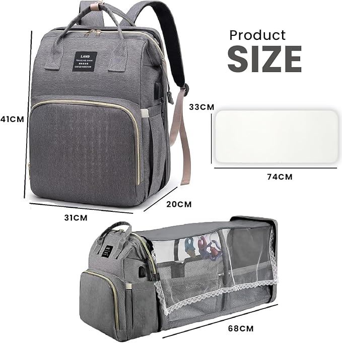 Multifunctional Baby Diaper Bag Backpack with Changing Station Baby Bag for Moms, Dads, Shower Gifts for Newborn Essentials (Diaper Bag Grey) - Image 5