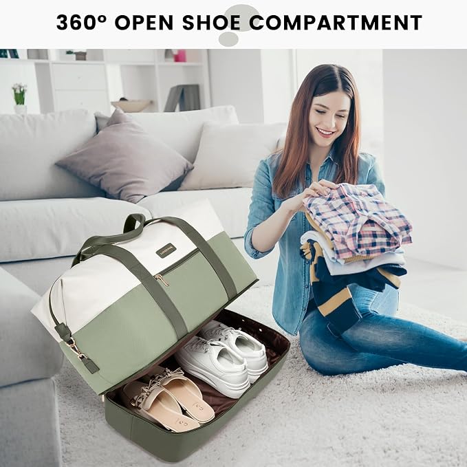 LOVEVOOK Weekender Bag for Women, Large Duffle Bag for Travel with 2 Packing Cubes, Carry on Overnight Bag with Shoe Compartment, Mom Hospital Bags for Labor and Delivery - Image 6
