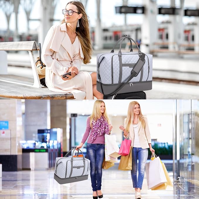 Weekender Bag, Large Travel Duffel Bag for Women, Carry on Overnight Bag with Shoe Compartment and Toiletry Bags - Image 2