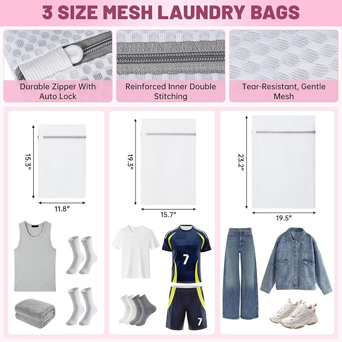 Large Laundry Backpack Bag with 3 Sizes Mesh Wash Bags Total 170L | 2 in 1 Laundry Hamper Basket with Shoulder Straps, Freestanding Laundry Bag for College Dorm, Laundromat, Apartment - Image 3