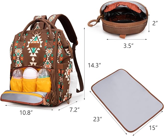 Montana West Wrangler Diaper Bag Backpack Aztec Callie Bag Travel Backpack Purses Western Multi-Function Baby Bags for Mom - Image 2