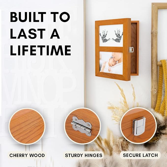 AUDRIC & ANNE Baby Keepsake Box & Paw Print Kit for Dogs | Solid Wood Memory Box for Keepsakes with Photo Frame, Handprint & Footprint Kit | Baby Shower Gifts, Pet Memorial, Mother's Day, Wedding Gift - Image 8