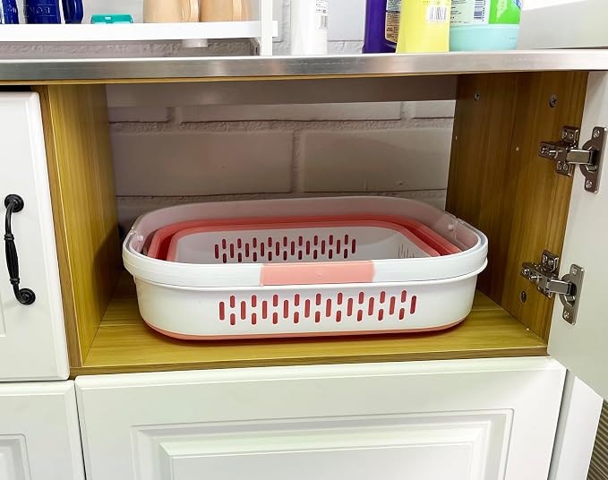 SAMMART 40L (10.5 Gallon) Collapsible Plastic Laundry Basket with Handles - Foldable Pop Up Storage Container/Organizer - Portable Laundry Hamper - Space Saving (2, Quartz Pink+Little Boy Blu) - Image 5