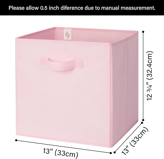 GRANNY SAYS Pink Cube Storage Bins, 13x13 Storage Cube Organizer, 8-Pack | Collapsible Storage Boxes with Sturdy Handles, Decorative Baskets for Shelves, Closet, Organizing Toys, Clothes, Blankets - Image 6