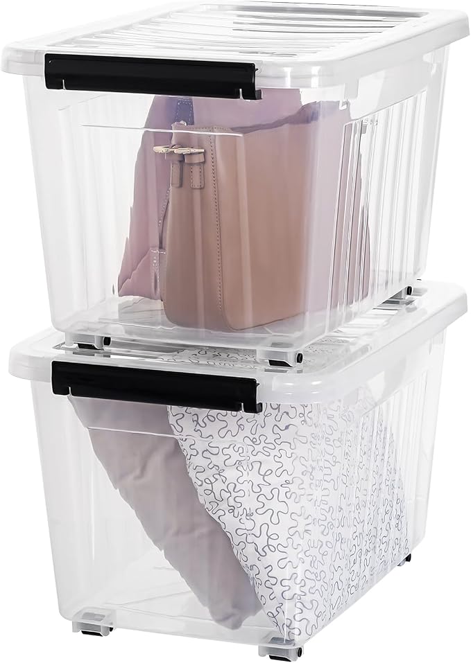 Citylife 54 Quart Large Clear Plastic Storage Bins with Lids 4-Pack | Stackable, Secure Latching Lids, Easy Find, Clothes Storage Bins for Closet Bedroom Garage - Image 9