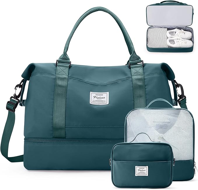 Weekender Bags for Women,Travel Duffle Overnight Bag with Shoe Compartment | Personal Item Carry On Bag,Gym Bag,3 Pcs Set by SYCNB