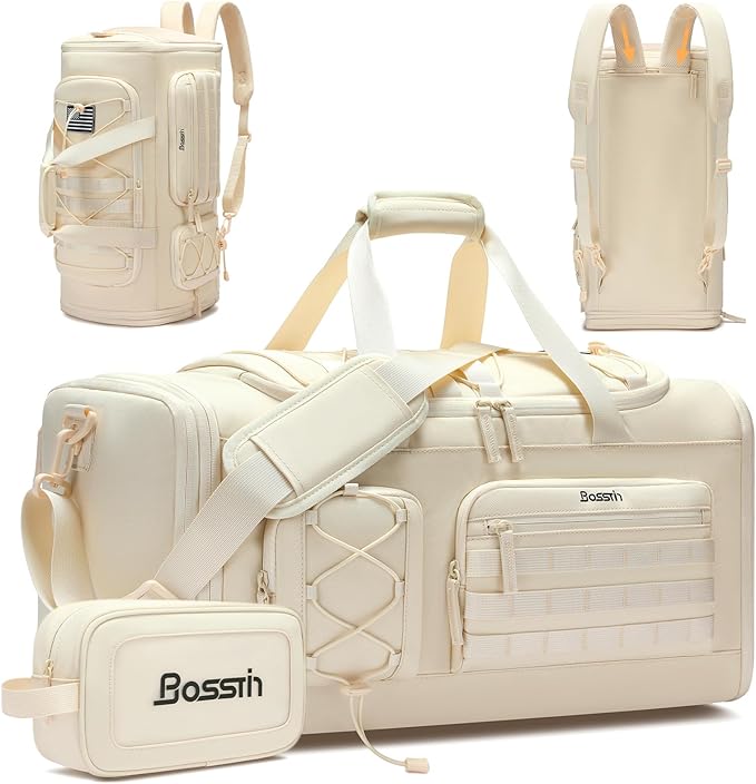 BOSSTIN Gym Bag for Men & Women, 45L-50L Expandable Sports Duffle Bag | Convertible Duffel Backpack, Comes with Toiletry Bag, Shoe Compartment & Wet Pocket, for Workout, Weekender, Overnight Travel by BOSSTIN