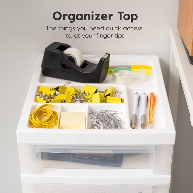 IRIS USA 6-Drawer Rolling Storage Cart, White/Clear | Keep classroom supplies, teacher essentials, craft materials, and learning tools organized with easy-access drawers. - Image 6