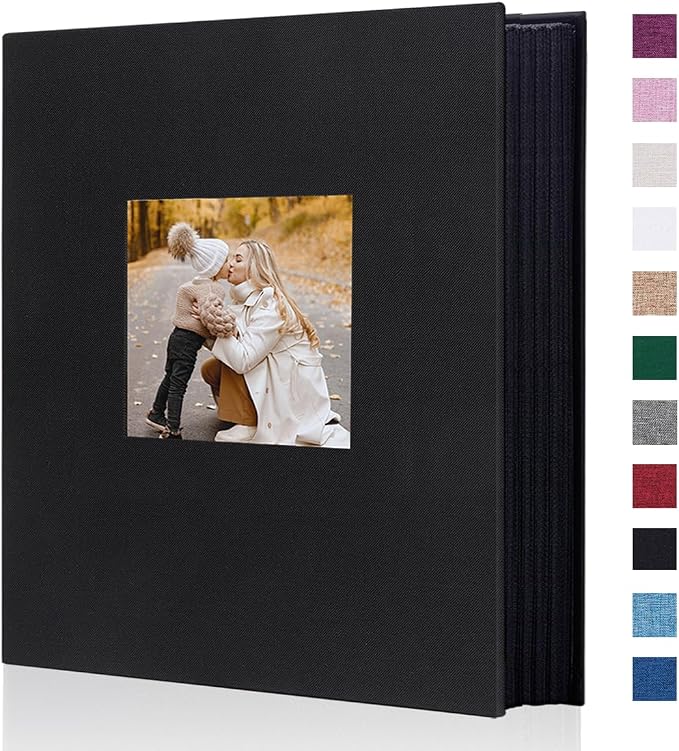 Photo Album 6x4 400 Pockets Slip in Large Capacity Album for Family Wedding Anniversary Linen Album Book Holds 400 Vertical 10x15cm Photos(400 Pockets, Black) by Miaikoe
