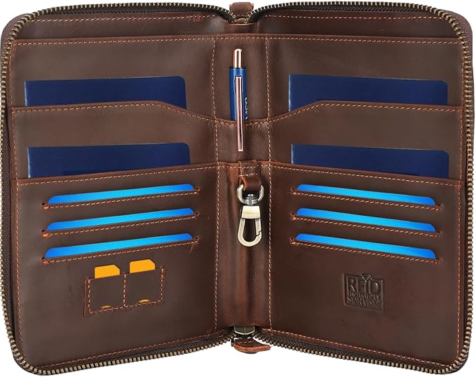 STAR VISTA Lorenzo Full Grain Leather Family Passport Wallet for 4, Large Travel Document Organizer for Exquisite Voyagers, Multi-Currency Compartments, RFID Blocking, AirTag Track, Espresso Brown by STARVISTA