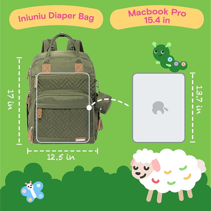 iniuniu Baby Diaper Bag Backpack, 4 in 1 kit Large Capacity Travel Backpack | Waterproof Backpack for Moms Dads,Travel Backpack with Pouch,Washable Changing Pad, Baby Essentials - Image 8