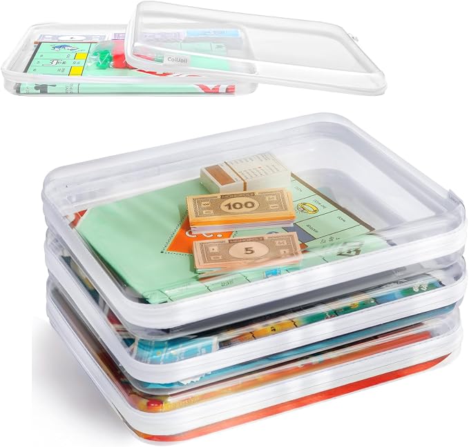 CoiiJoii Board Game Storage,Extra Large Clear Hard Shell Case with Zipper, 3 Packs Board Game Organizer and Storage for Games Puzzle Magazine A4 Paper Craft Hobby Art Supplies - Image 2