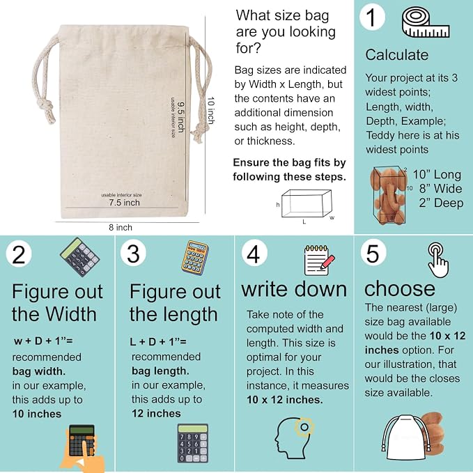 100Pcs 2 x 3 Inches Premium Cotton Muslin Double Drawstring Bags, Reusable Bag Natural Cotton Bags with Drawstring Produce Bags Bulk Gift Bag Jewelry Pouch for Party Wedding Home Storage - Image 7