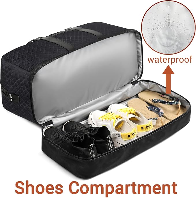 Weekender Bag for Women, Large Overnight Bag Canvas Travel Duffel Bag Carry On Tote with Shoe Compartment 21" 3Pcs Set - Image 2