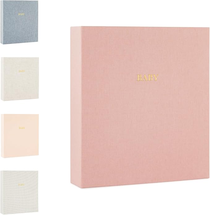 Sugar Paper Baby Keepsake Book, Memory Book from Pregnancy to First Year, Milestone Journal with Pocket Storage, Baby Shower Idea, Gender Neutral Gift, Cloth Hardcover, Rose Linen by SugarPaperLosAngeles