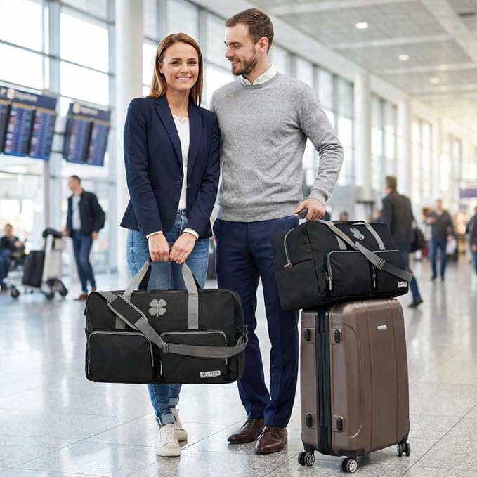 Lucky Brand Large Duffle Bag for Travel, Foldable Weekender Duffel bag | Travel Overnight Duffel bag, Adjustable Shoulder Strap, Front Zip Pockets, Spacious Capacity, Unisex Lightweight Travel Bag - Image 4