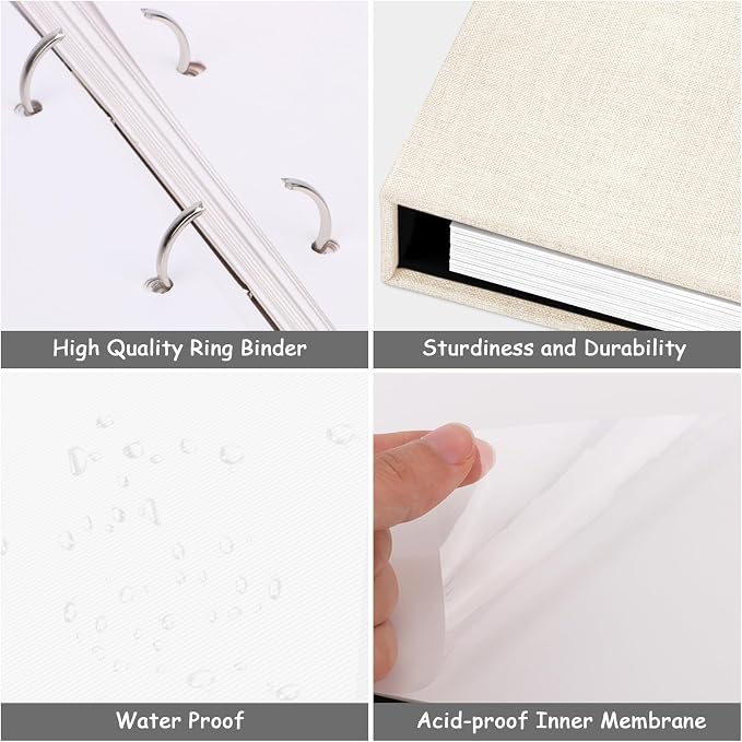 Zesthouse Photo Album Self Adhesive with Picture Display Window, 3-Ring Scrapbook Albums 60 Pages Holds 8x10 5x7 4x6 Photos, DIY Photo Book Ideal Gift for Family Wedding Baby - Image 5