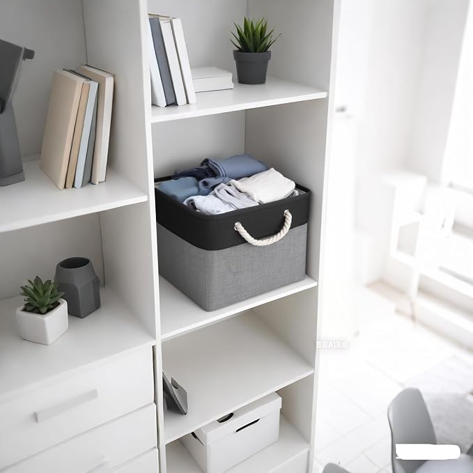 Cube Storage Bins, Collapsible Fabric Storage Cubes Bins, 11 Inch Cube Storage Bins with Handles, Foldable Storage Cubes (Black/Gray, 6Pack) - Image 3