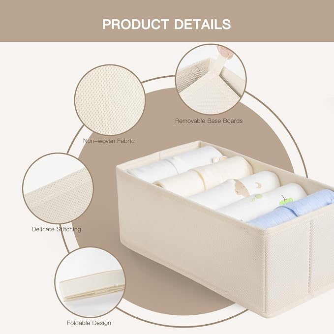 Drawer Organizer Clothes, 21 Pack Dresser Organizer for Baby Clothes, Underwear, Sock - Foldable Closet Organization and Storage Dividers Bins for Nursery, Bedroom (Beige) - Image 4