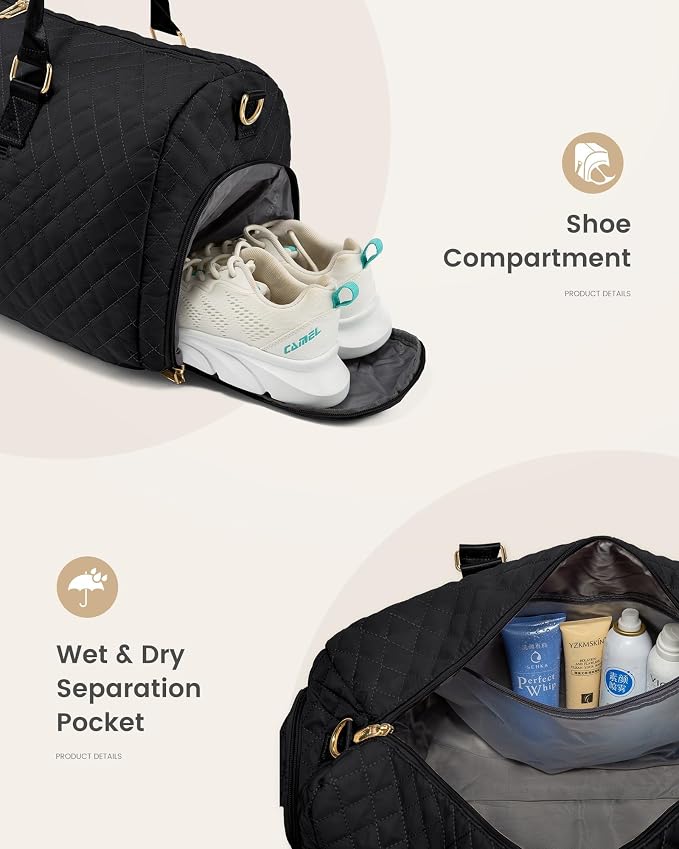 LOVEVOOK Travel Duffle Bag, Weekender Bag for Women with Toiletry Bag, Carry on Overnight Bag with Shoe Compartment, Gym Duffel Bag with Wet Pocket, Mommy Hospital Bags for Labor and Delivery - Image 4