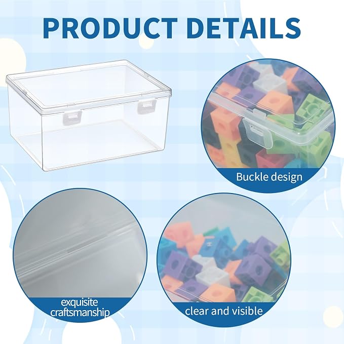 20 Pcs Plastic Playroom Storage Organizer Box Stackable Bins with Lids,Clear Storage Containers for Holds Small Toys, Building Blocks, Puzzles (7.09 x 5.2 x 3.43 Inch,5.6 x 4.1 x 2.4 Inch) - Image 4