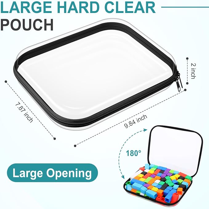 Sanwuta 6 Clear Hard Zipper Case,Black,9.84 X 7.87 X 2 Inch | Pencil Case Pouches ,Makeup Bag,Plastic Toiletry Diaper Bag ,Travel Toy Storage,Waterproof Organizer Bins - Image 2