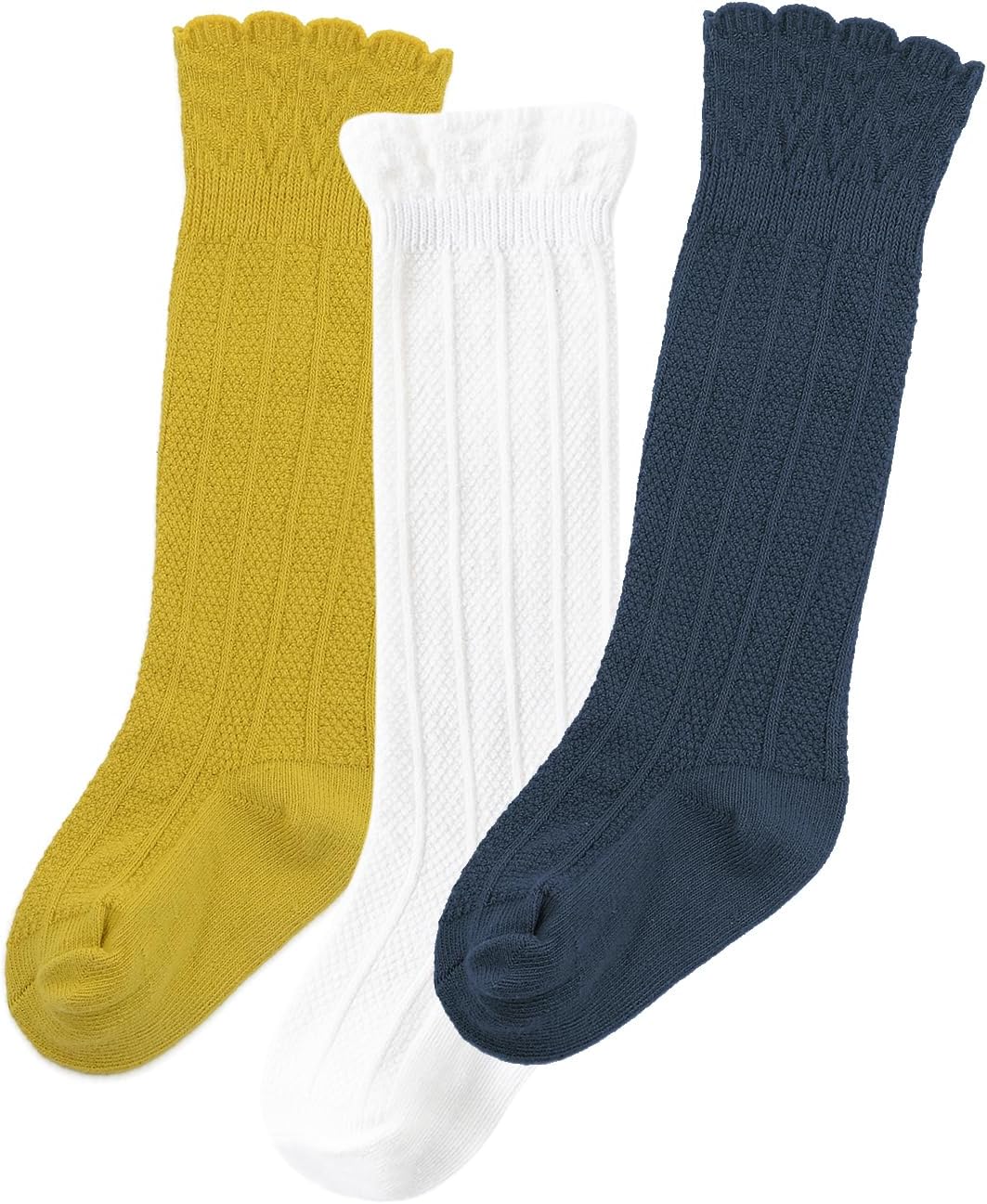 Zando Baby Knee High Socks - Infant to Toddler, Cotton Ruffle Socks, Warm Girls & Boys Long Stockings, 3-6 Pairs