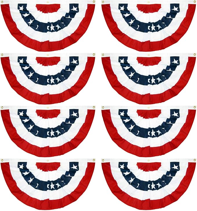 EBaokuup 8 Pcs USA Patriotic Pleated Fan Flags-3 x1.5 Ft American US Flag Bunting Banner Patriotic Bunting Flag Stars and Stripes Flag Bunting for Memorial Day The 4th of July and Labour Day by EBaokuup