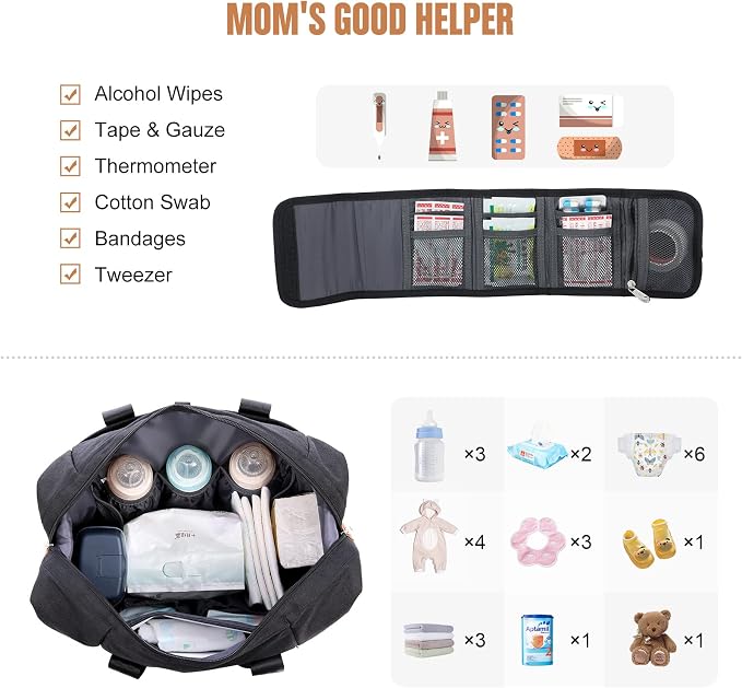LOVEVOOK Diaper Bag Tote, Baby Diaper Bag Waterproof Travel Diaper Tote with Changing Pad - Image 4