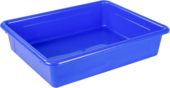 Storex Letter Size Flat Storage Tray – Organizer Bin for Classroom, Office and Home, Blue, 5-Pack (62517A05C), 10 x 13 x 3 Inches - Image 4