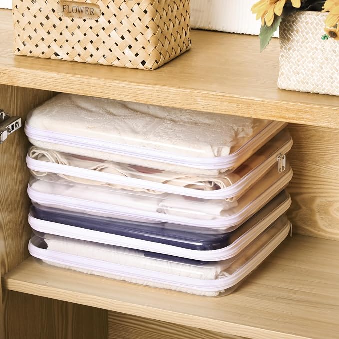 Sanwuta 6 Clear Hard Zipper Case,White,13.78 X 11.81 X 2 Inch | Pencil Case Pouches ,Makeup Bag,Plastic Toiletry Diaper Bag ,Travel Toy Storage,Waterproof Organizer Bins - Image 5